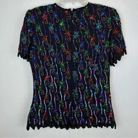 Vintage Beaded Sequin Star Top M - Picture 8 of 11